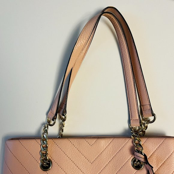 Karl Lagerfeld Paris Pink Quilted Leather Large Shoulder Tote - Picture 3 of 13